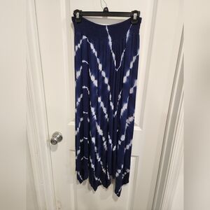 Time and Tru Navy and White Tie-Dye Maxi Skirt